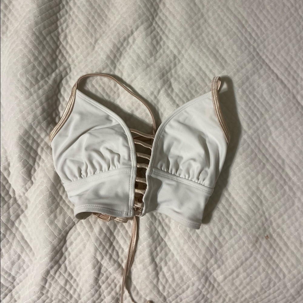 White and Gold Target Bikini Top, Size: S, good condition